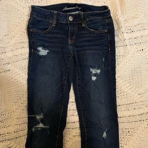 Dark Wash Distressed American Eagle Jeggings